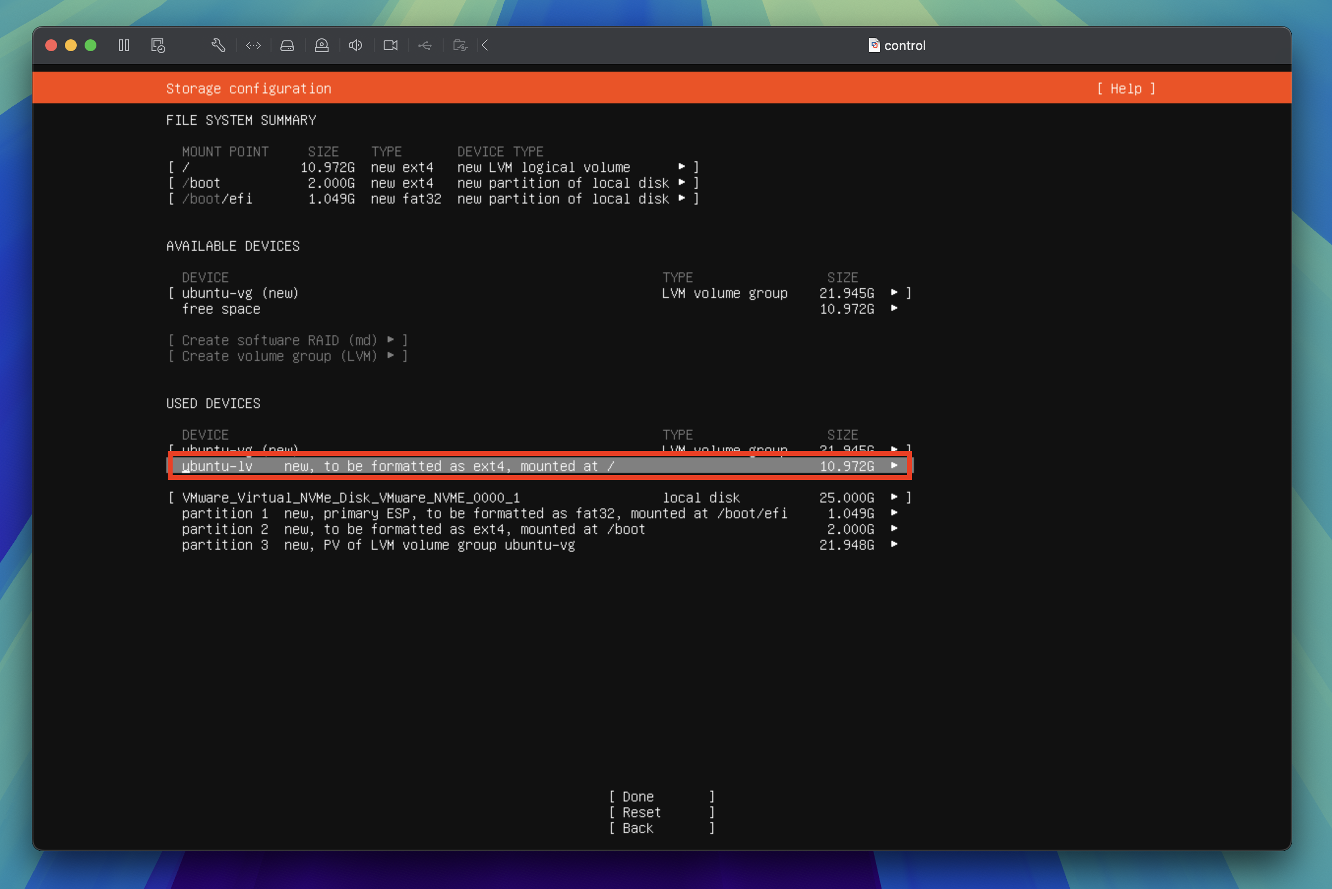 Storage configuration