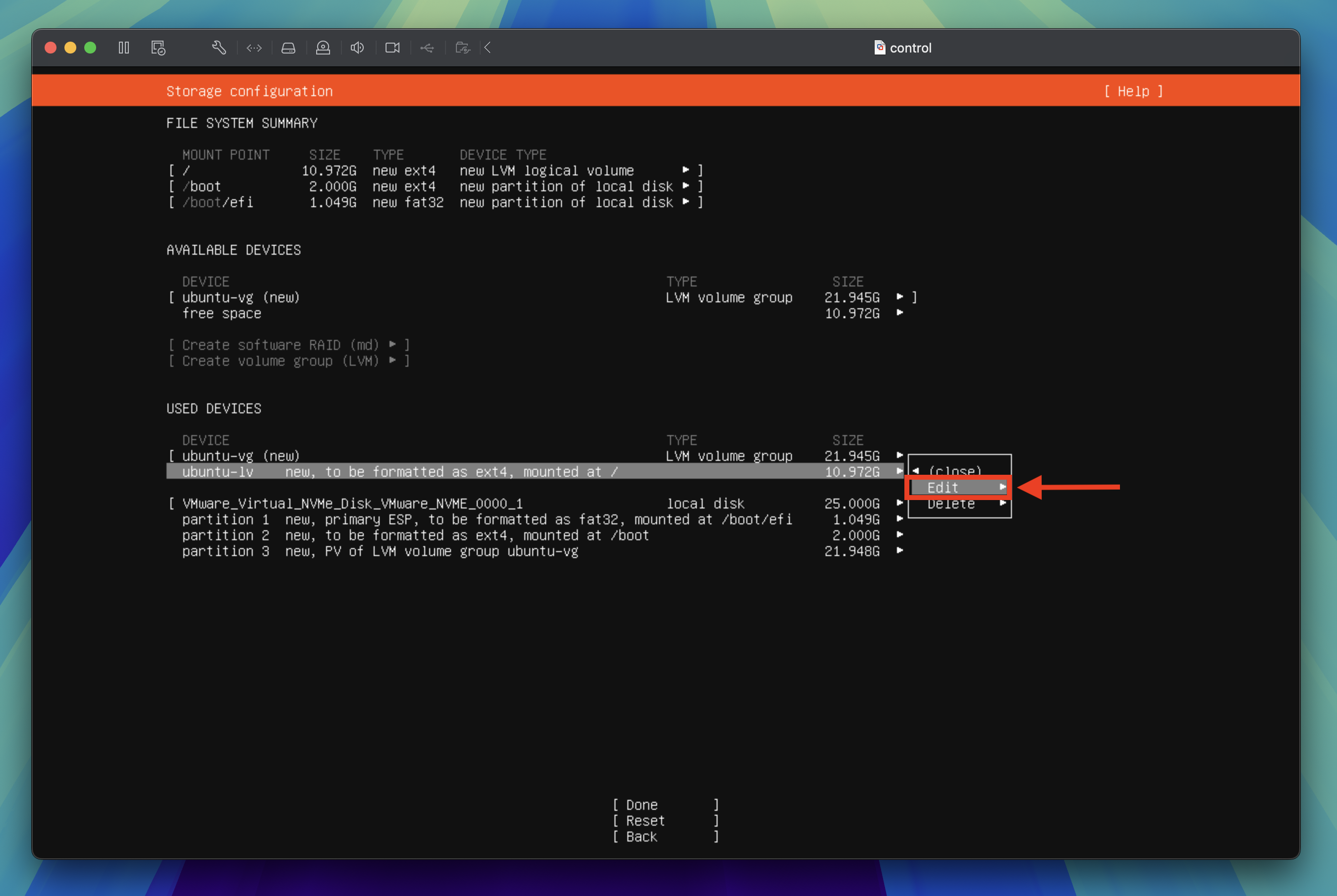 Storage configuration