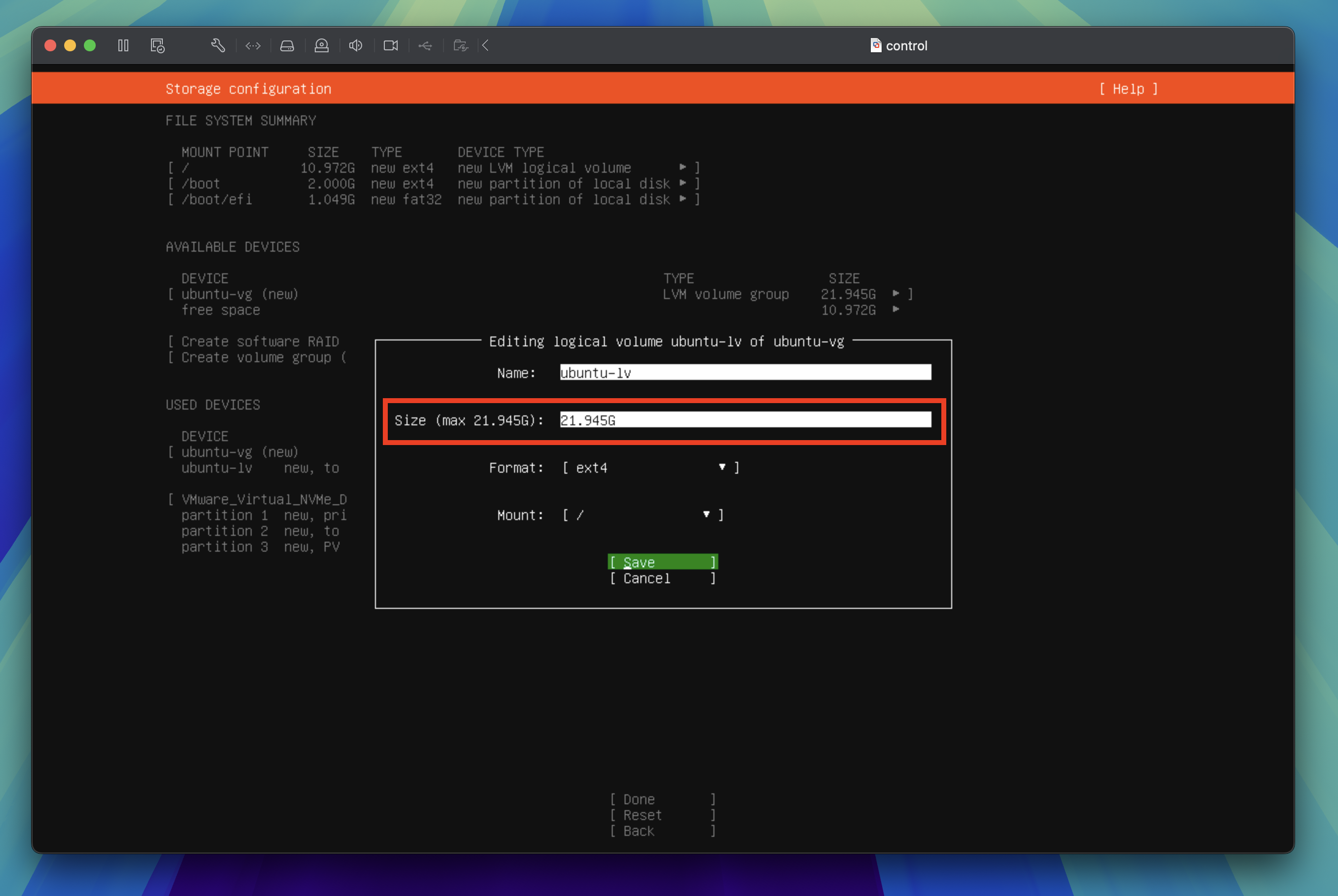 Storage configuration