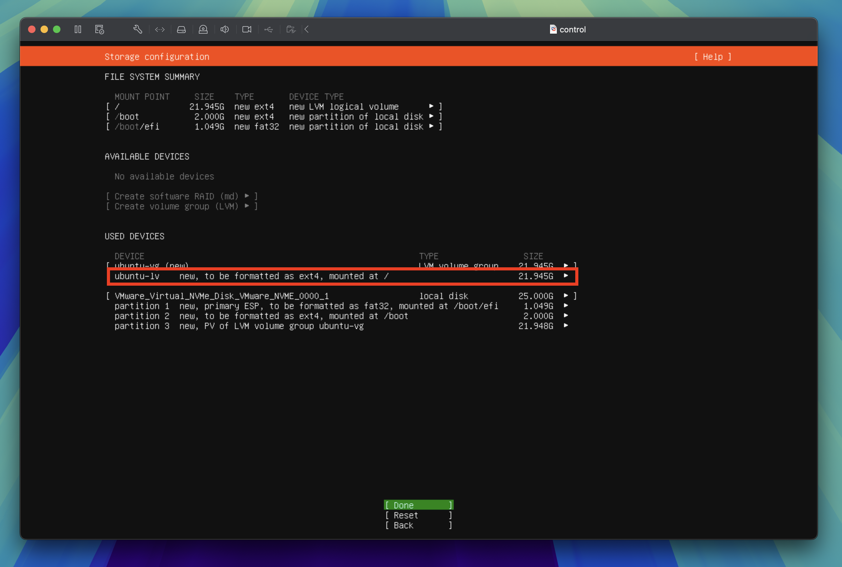 Storage configuration